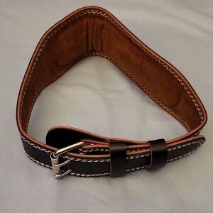 Men's Black Leather Weight Lifting Belt